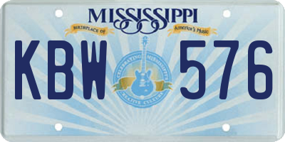 MS license plate KBW576