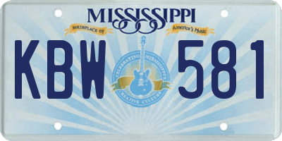 MS license plate KBW581