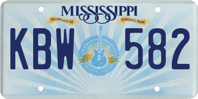 MS license plate KBW582