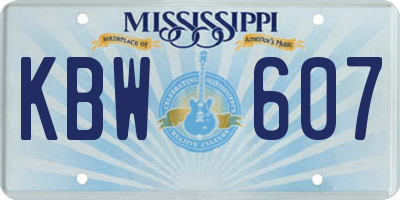 MS license plate KBW607