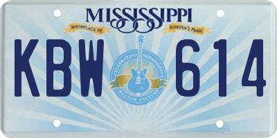MS license plate KBW614