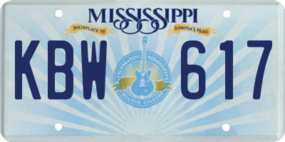 MS license plate KBW617