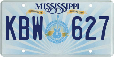 MS license plate KBW627