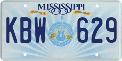 MS license plate KBW629