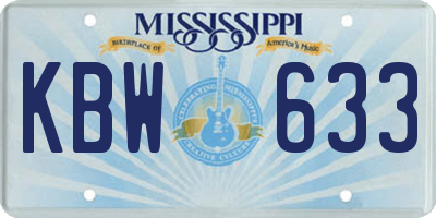 MS license plate KBW633