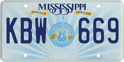 MS license plate KBW669