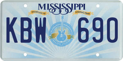 MS license plate KBW690