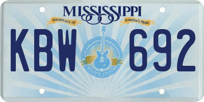 MS license plate KBW692