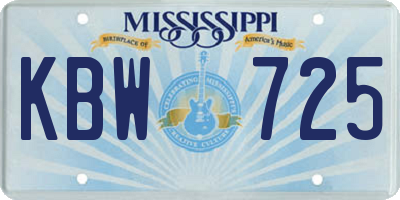 MS license plate KBW725