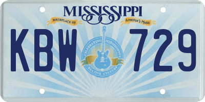 MS license plate KBW729
