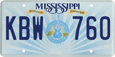 MS license plate KBW760