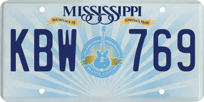 MS license plate KBW769