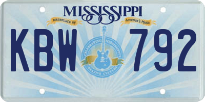 MS license plate KBW792