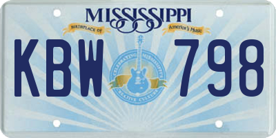 MS license plate KBW798