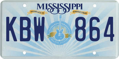 MS license plate KBW864