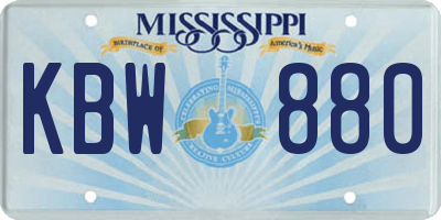 MS license plate KBW880