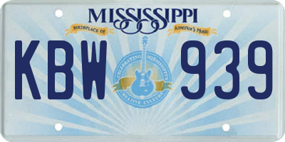 MS license plate KBW939