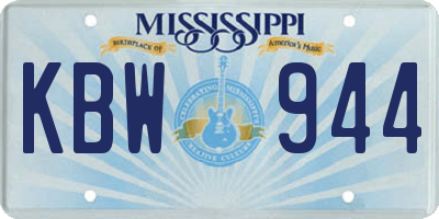 MS license plate KBW944