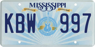 MS license plate KBW997