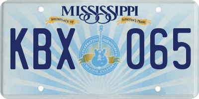 MS license plate KBX065