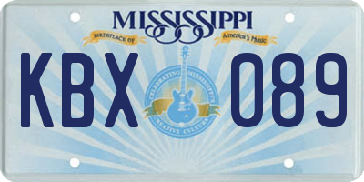 MS license plate KBX089