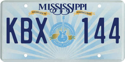 MS license plate KBX144