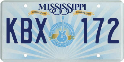 MS license plate KBX172
