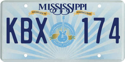 MS license plate KBX174