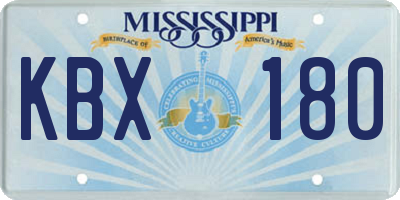 MS license plate KBX180