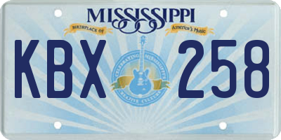 MS license plate KBX258