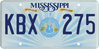 MS license plate KBX275