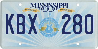 MS license plate KBX280