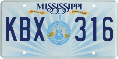 MS license plate KBX316