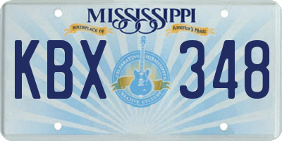 MS license plate KBX348