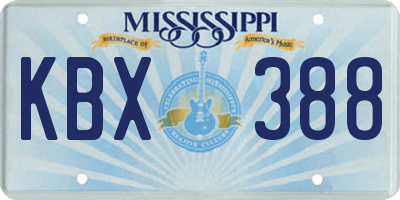 MS license plate KBX388