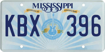 MS license plate KBX396