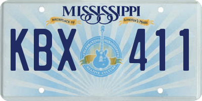 MS license plate KBX411