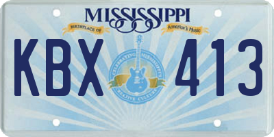 MS license plate KBX413