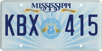 MS license plate KBX415