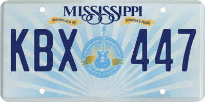 MS license plate KBX447