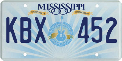 MS license plate KBX452