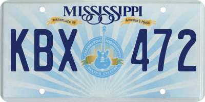 MS license plate KBX472