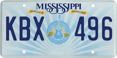 MS license plate KBX496