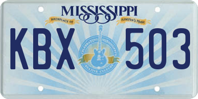 MS license plate KBX503