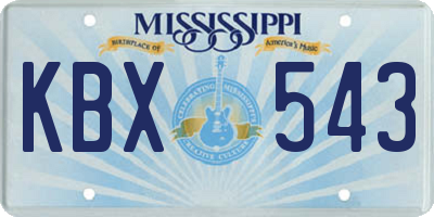MS license plate KBX543
