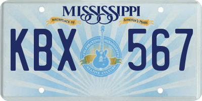 MS license plate KBX567