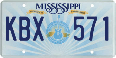 MS license plate KBX571