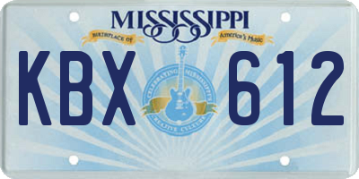MS license plate KBX612