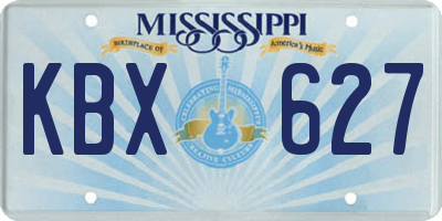 MS license plate KBX627