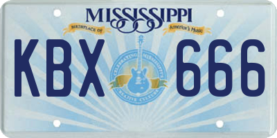 MS license plate KBX666